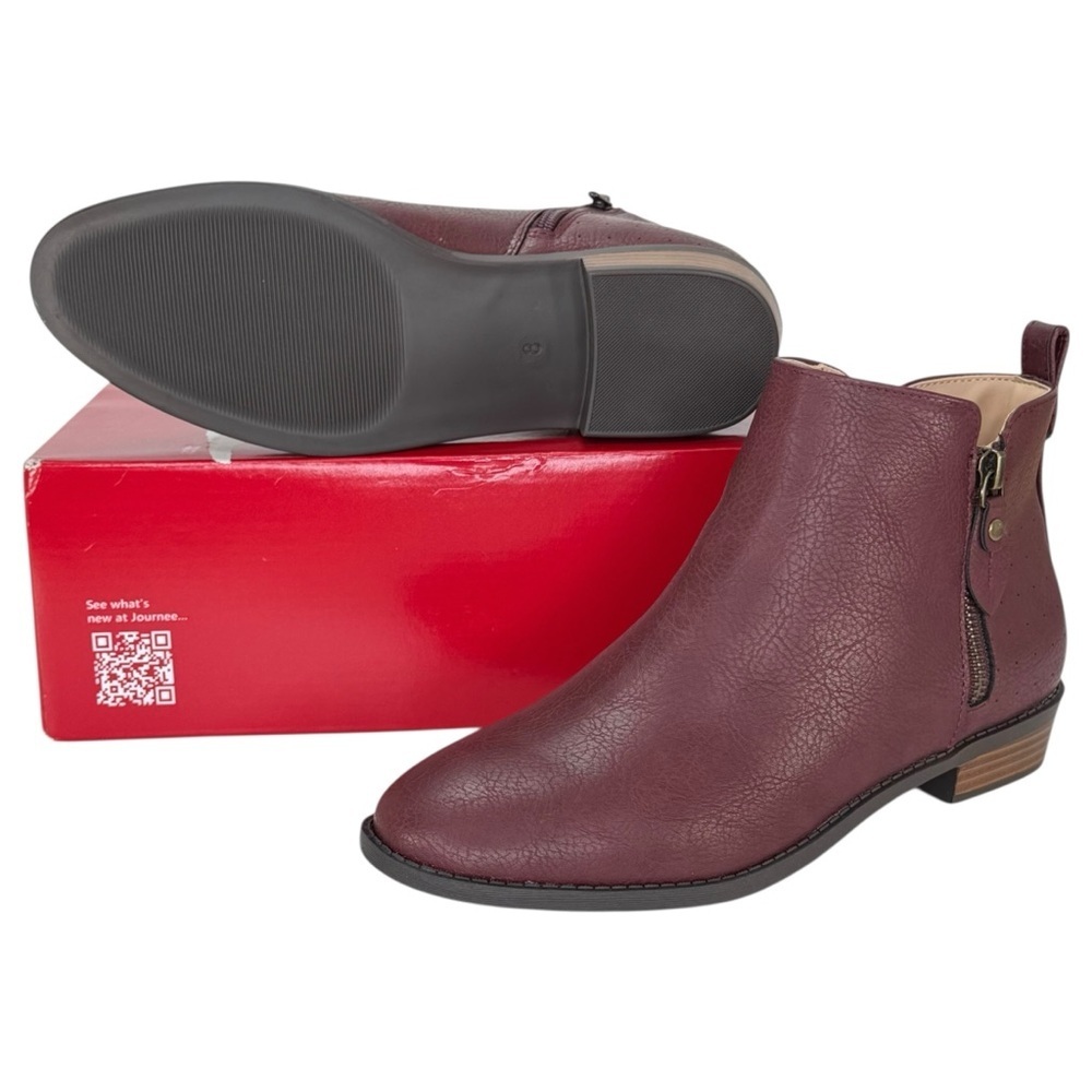 Journee Collection Ellis Wine Faux Leather Womens Shooties Size 8.5M - Picture 11 of 12